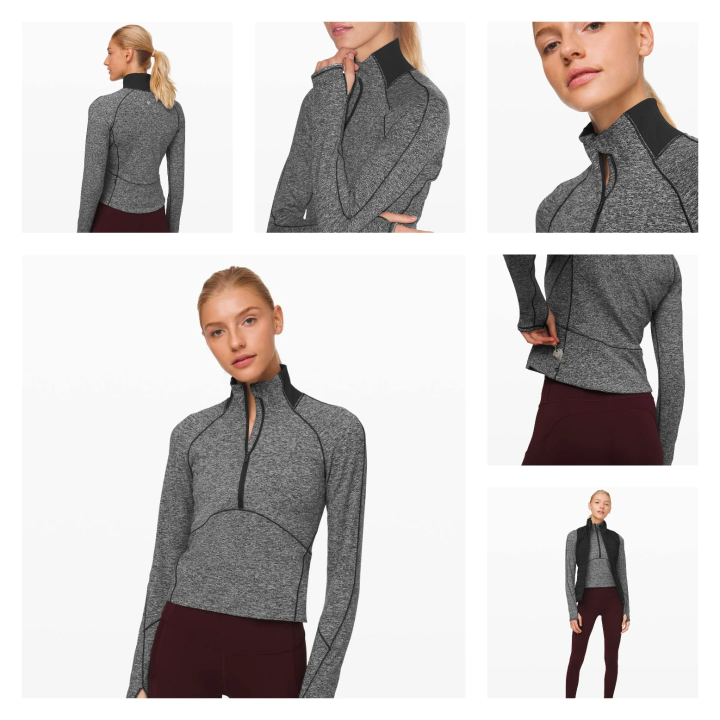 Lululemon Heathered Black 1/2 Zip Pullover Size 2