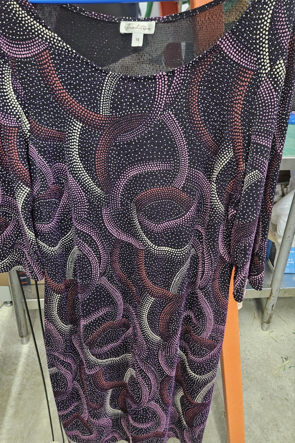 Tradition Women's Purple Swirl Print Dress - Size 16