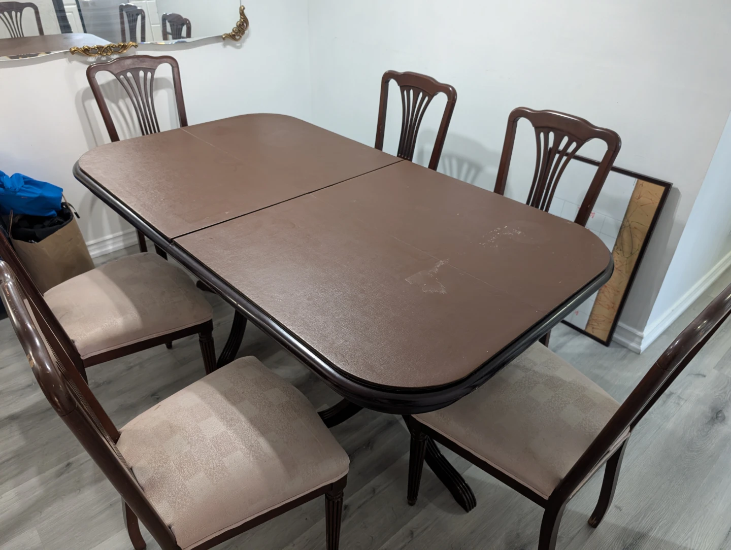 Wooden Dining Table with 6 Chairs