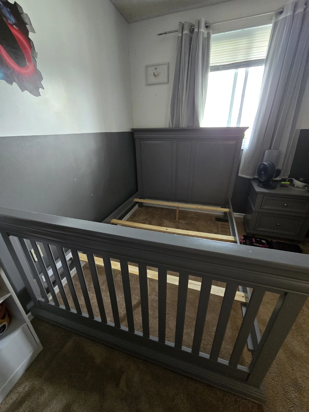 Grey Convertible Crib and Mattress - photo 3