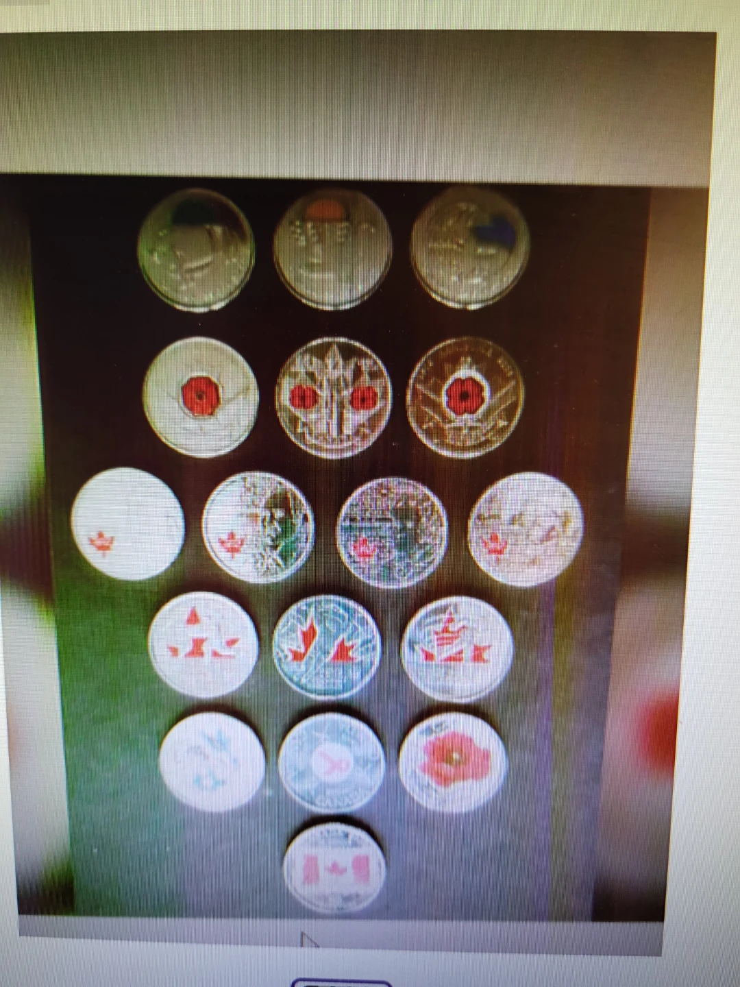 Collection of 15 Canadian colored Quarters