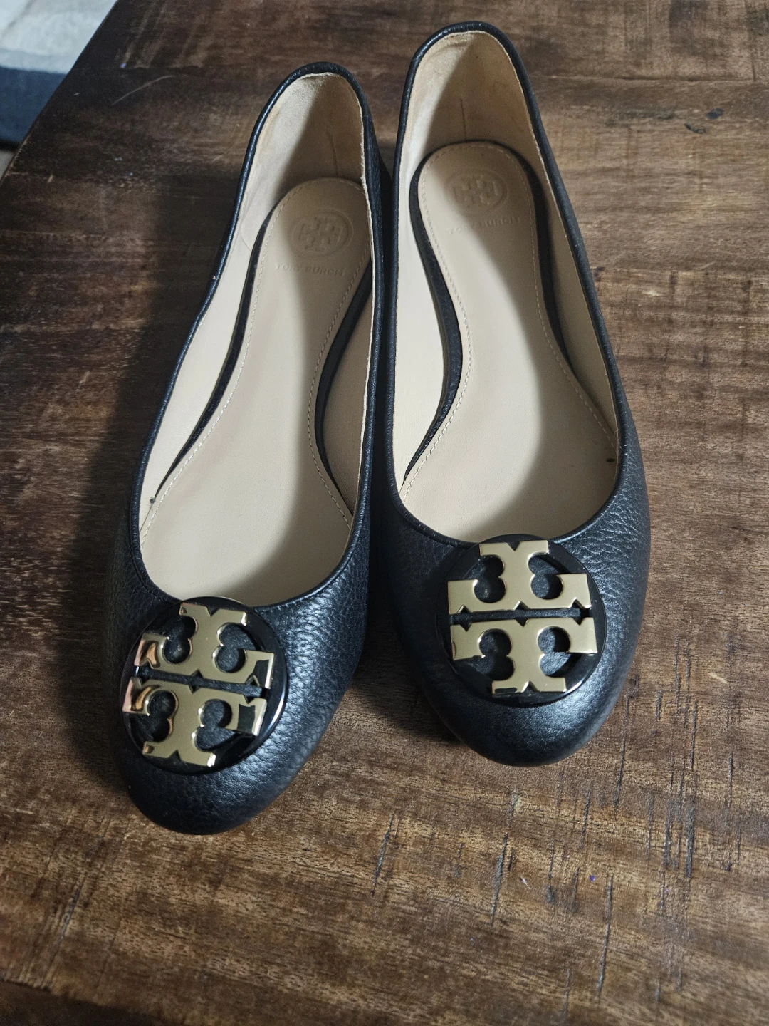 Tory Burch Black Leather Ballet Flats - Size 8 - photo 2