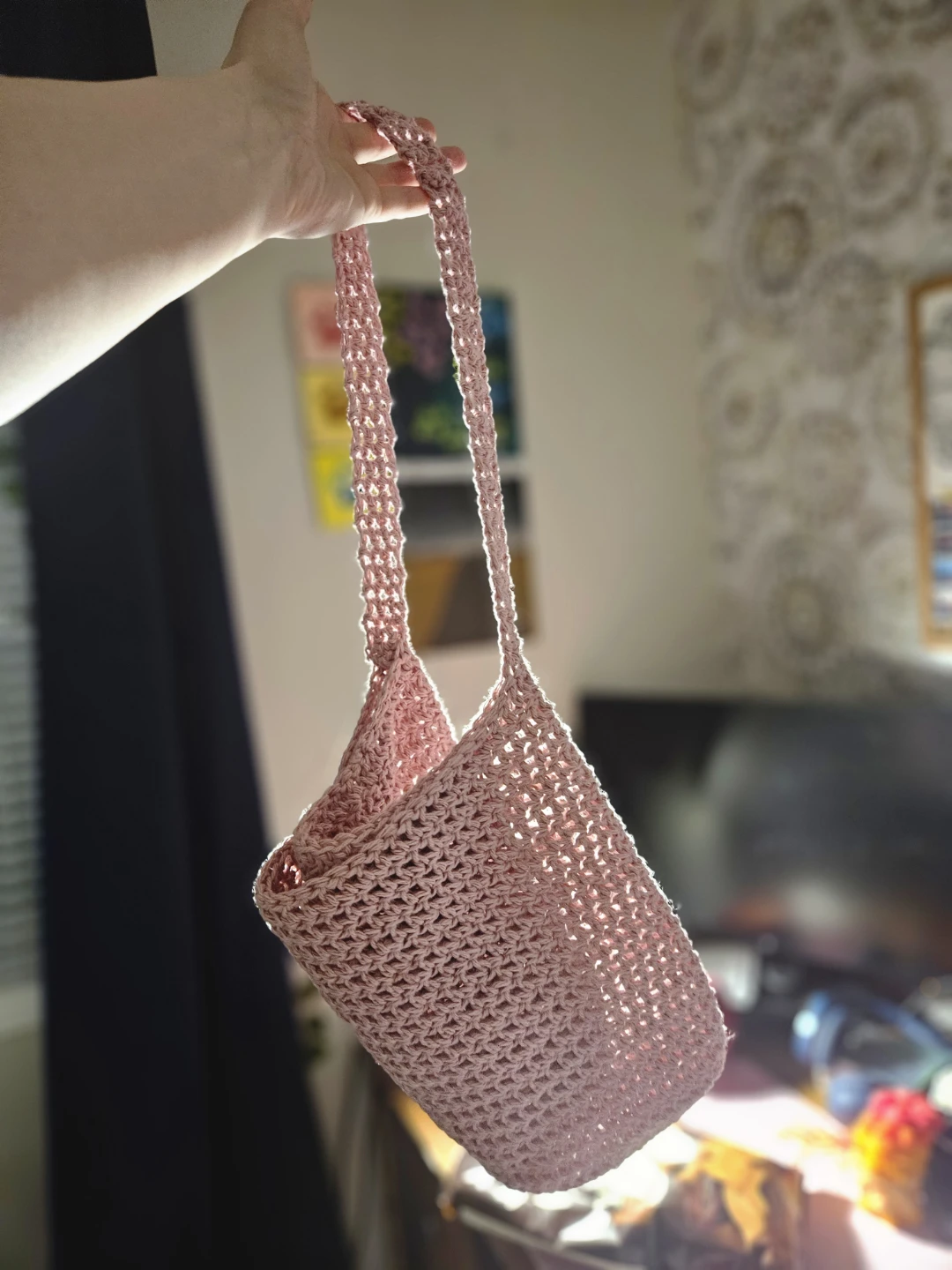 Handmade Pink Crochet Tote Bag - photo 2