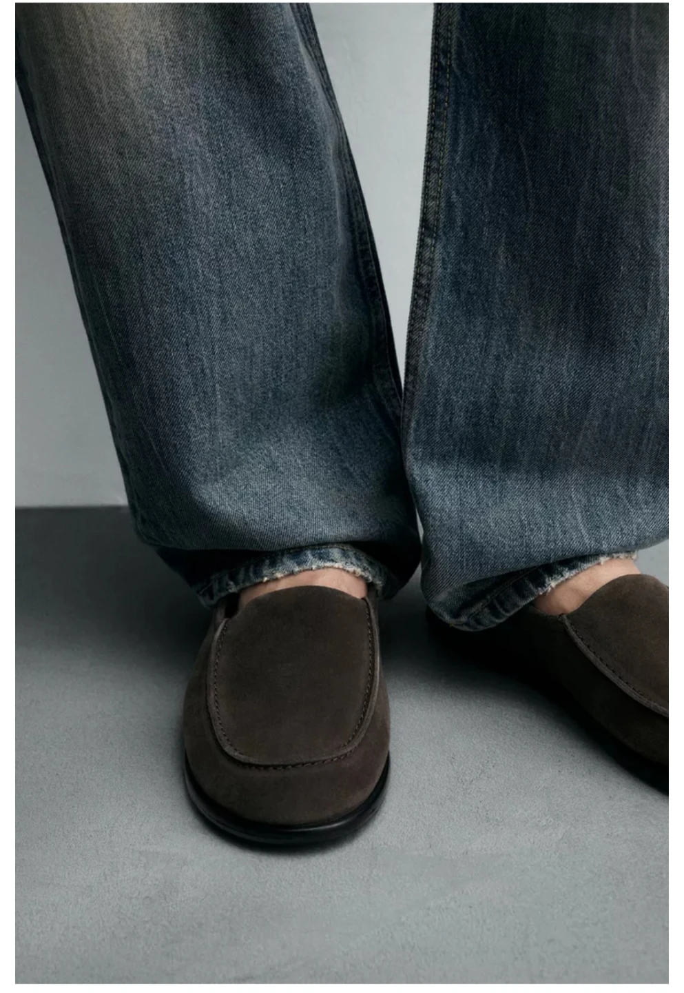 Zara Man Taupe Grey Suede Leather Loafers - photo 3