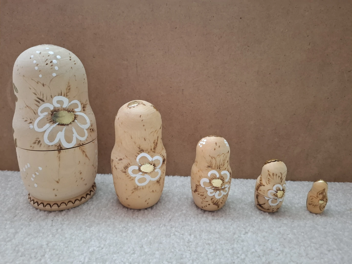 Vintage Wood-Burned Russian Nesting Dolls - 5-Piece Matryoshka - photo 2
