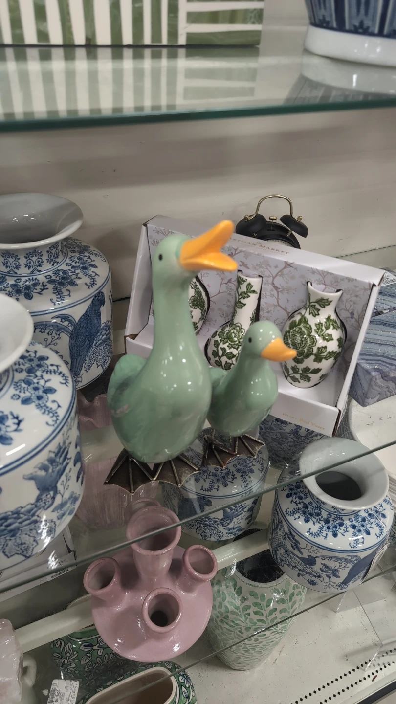Green Duck Ceramic Figurines
