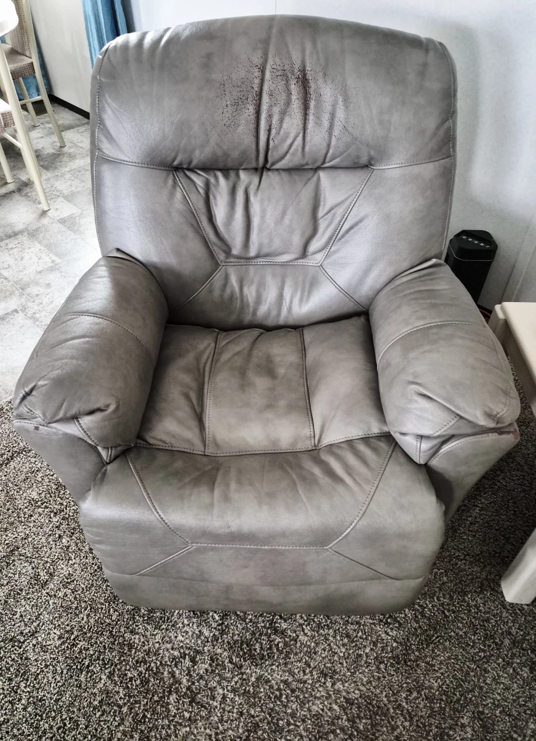 Grey Faux Leather Recliner