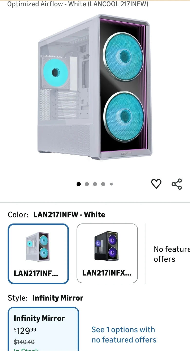 Lian Li Lancool 217 Inf Mirror ATX Computer Case - White