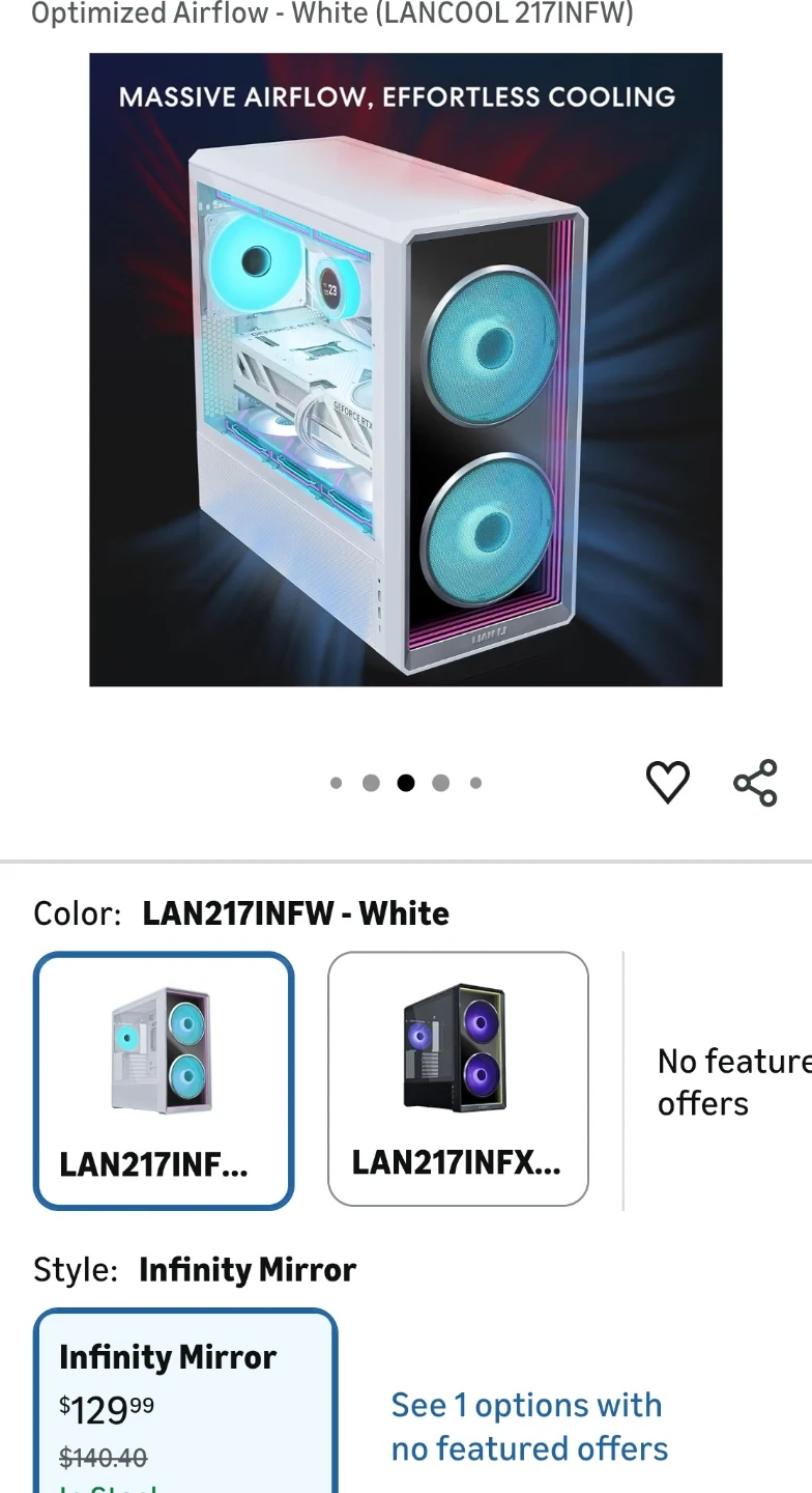 Lian Li Lancool 217 Inf Mirror ATX Computer Case - White - photo 3