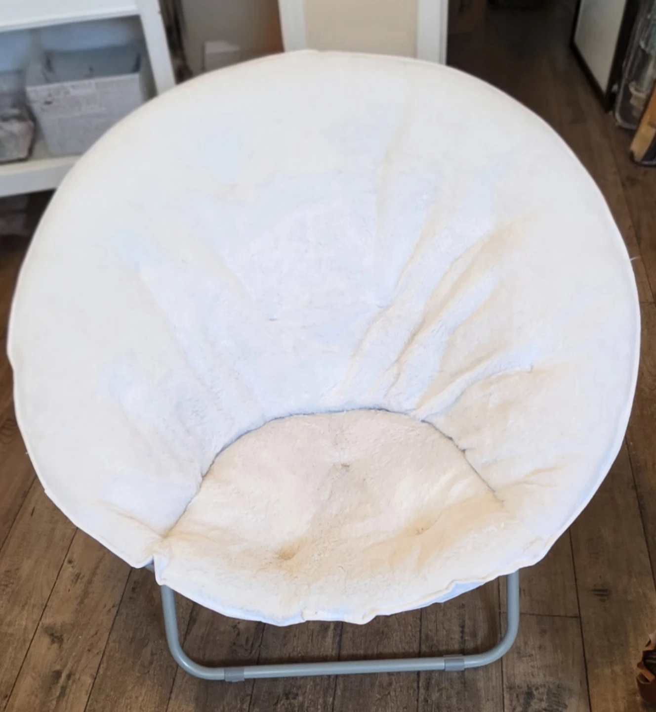 White Faux Fur Saucer Chair