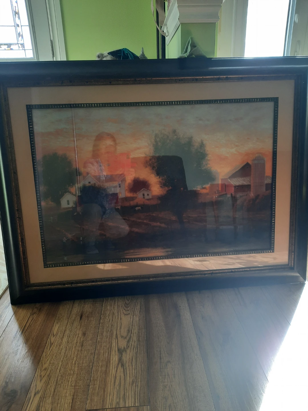 Framed Sunset Farm Landscape Art Print - photo 2