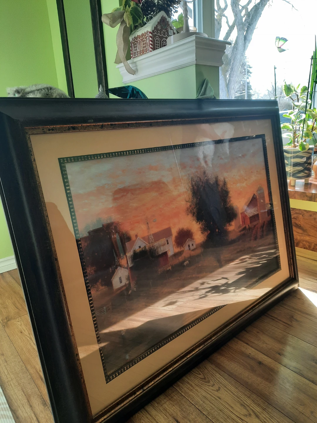 Framed Sunset Farm Landscape Art Print - photo 3