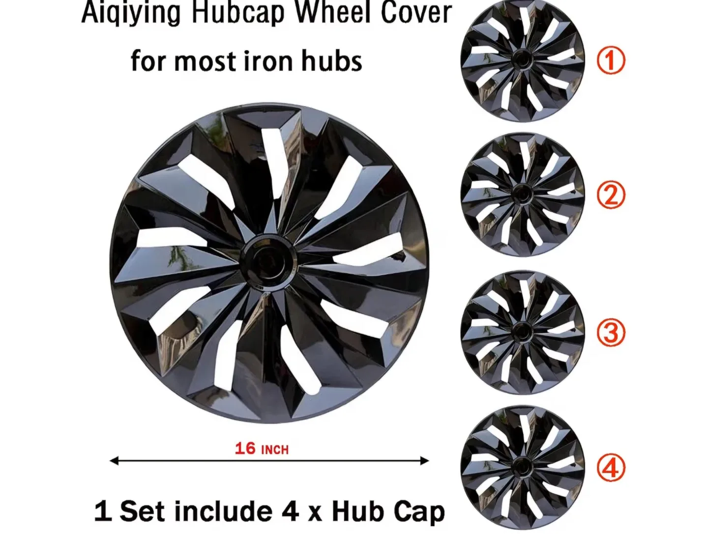 Aiqiying 16 Inch Black Hubcap Wheel Covers (Set of 4) - photo 2