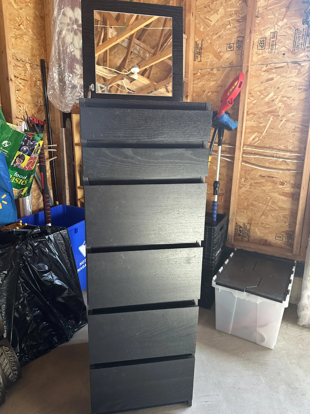 Black 6-Drawer Dresser with Mirror - photo 3