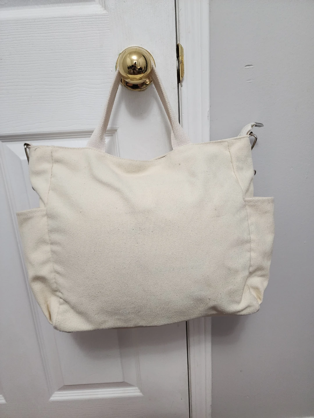 2-Way Cream Canvas Tote Bag - Crossbody & Shoulder Bag - photo 2