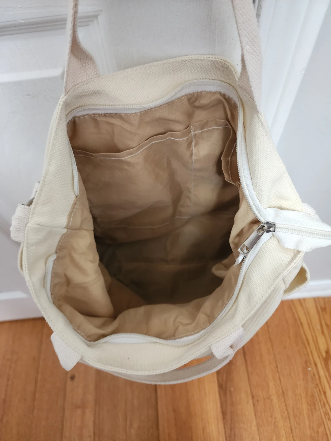 2-Way Cream Canvas Tote Bag - Crossbody & Shoulder Bag - photo 3