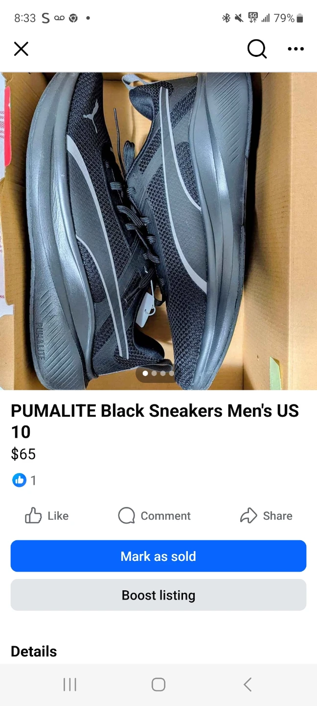 Puma PUMALITE Black Sneakers Men's US 10