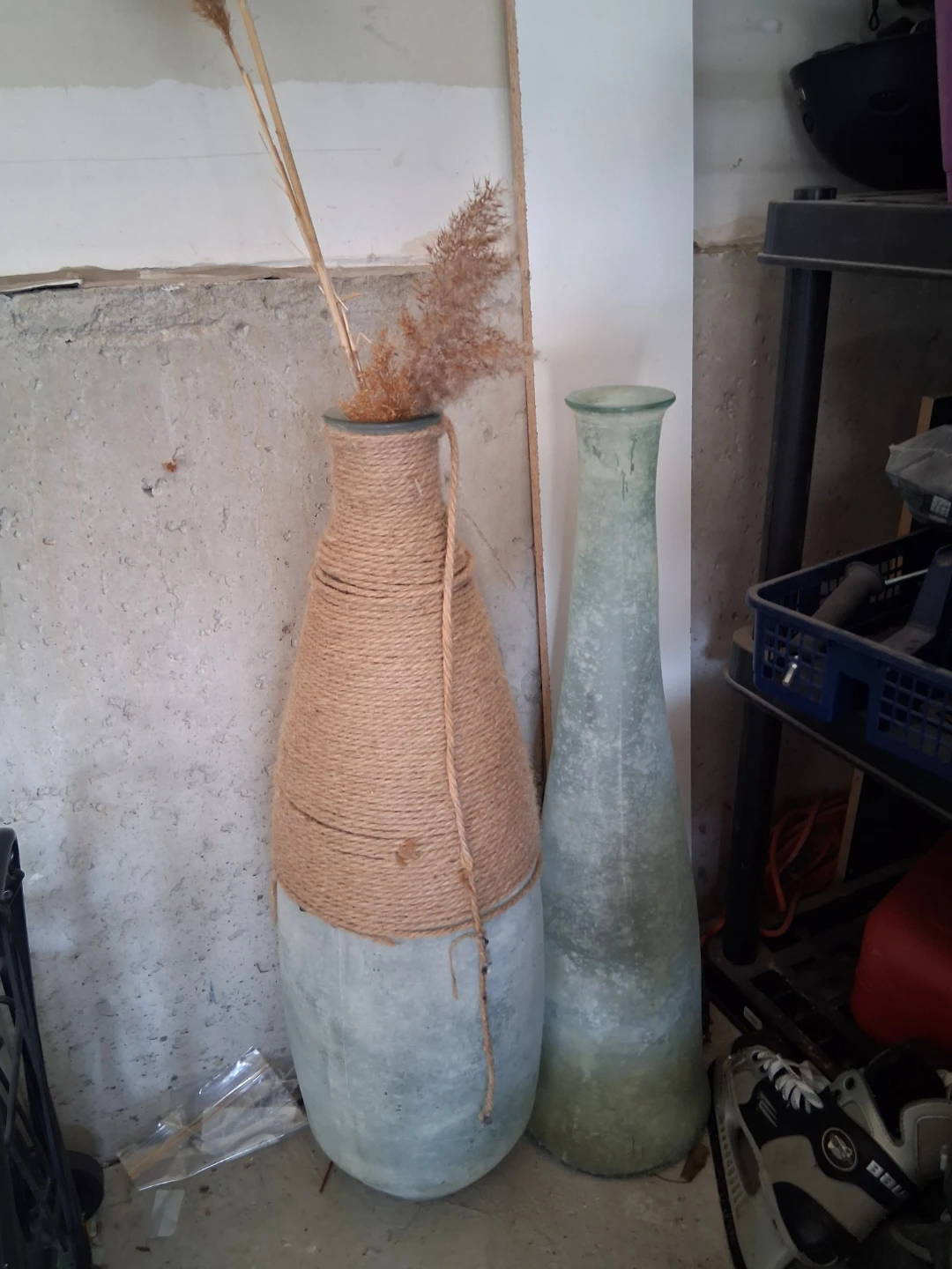 Large Decorative Vase with Twine Wrap