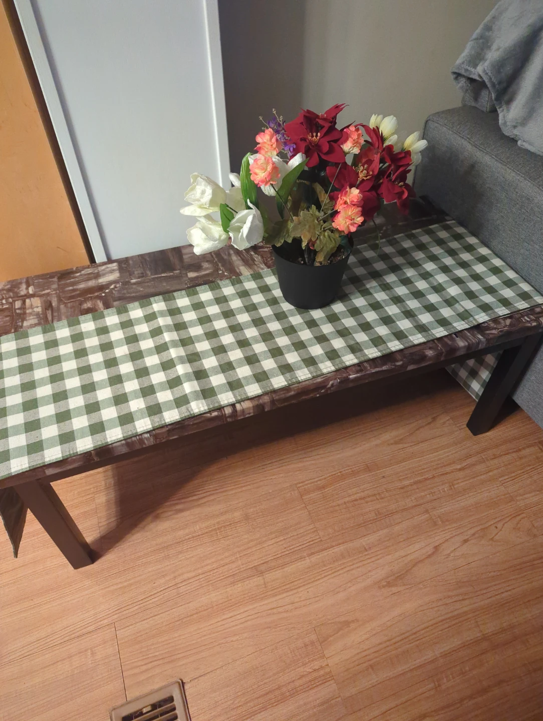 Green Gingham Table Runner