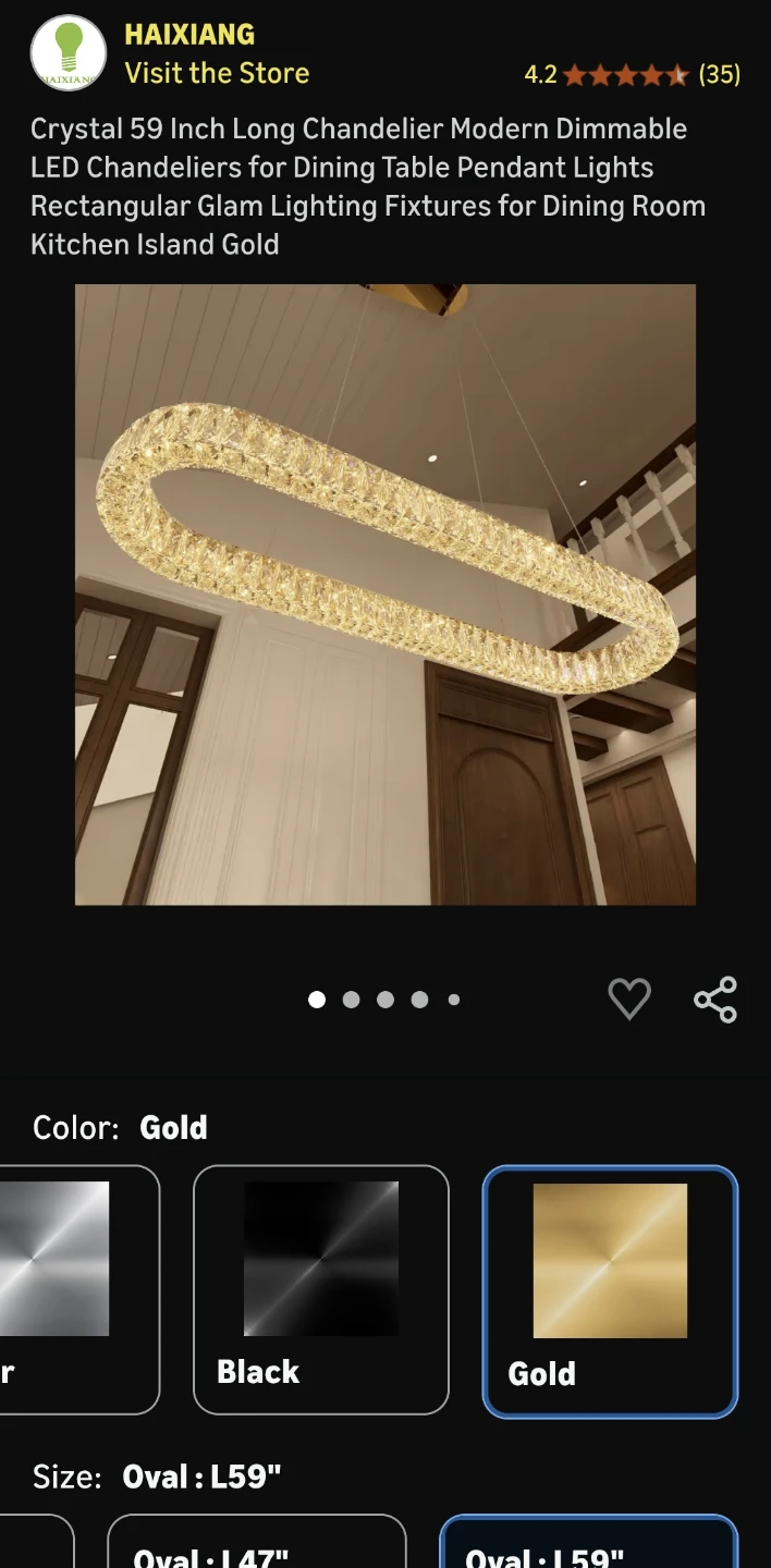 HAIXIANG Crystal 59 Inch Long Chandelier Modern LED Chandelier