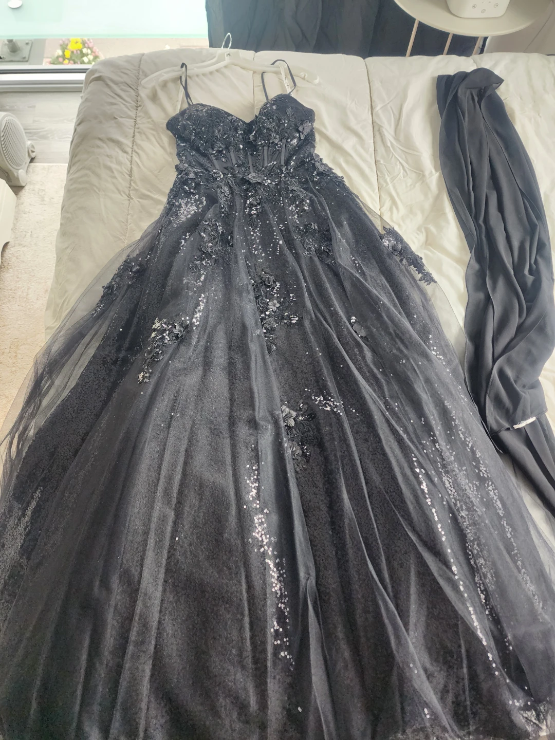 Women's Black Tulle Sequined Formal Gown - photo 2