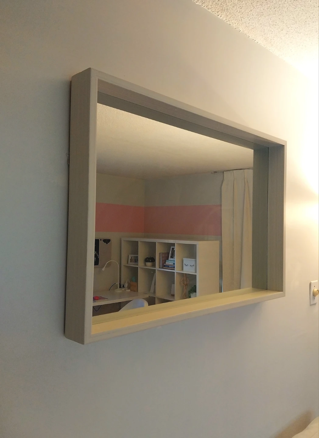 Wall Mirror with Light Wood Frame