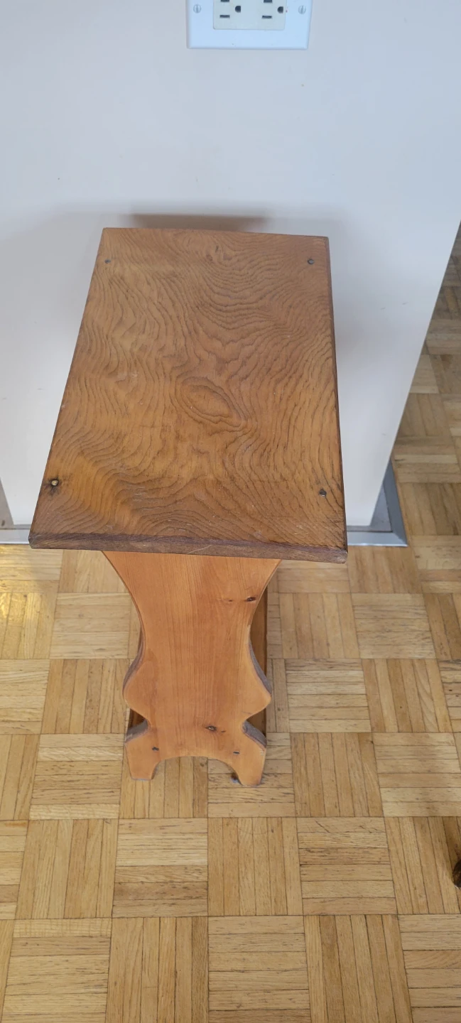 Vintage Wooden Side Table with Heart Cutout - photo 2