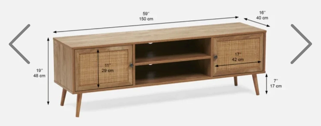 Wood TV Stand with Rattan Doors - photo 4
