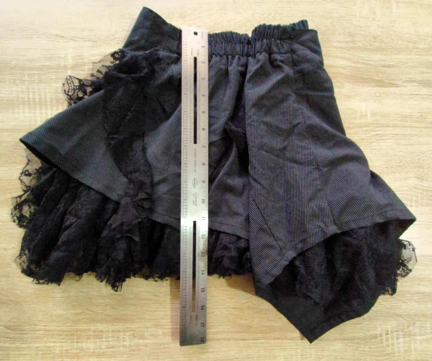 Pinstripe Lace Skirt with Corset Belt and Chain - photo 4