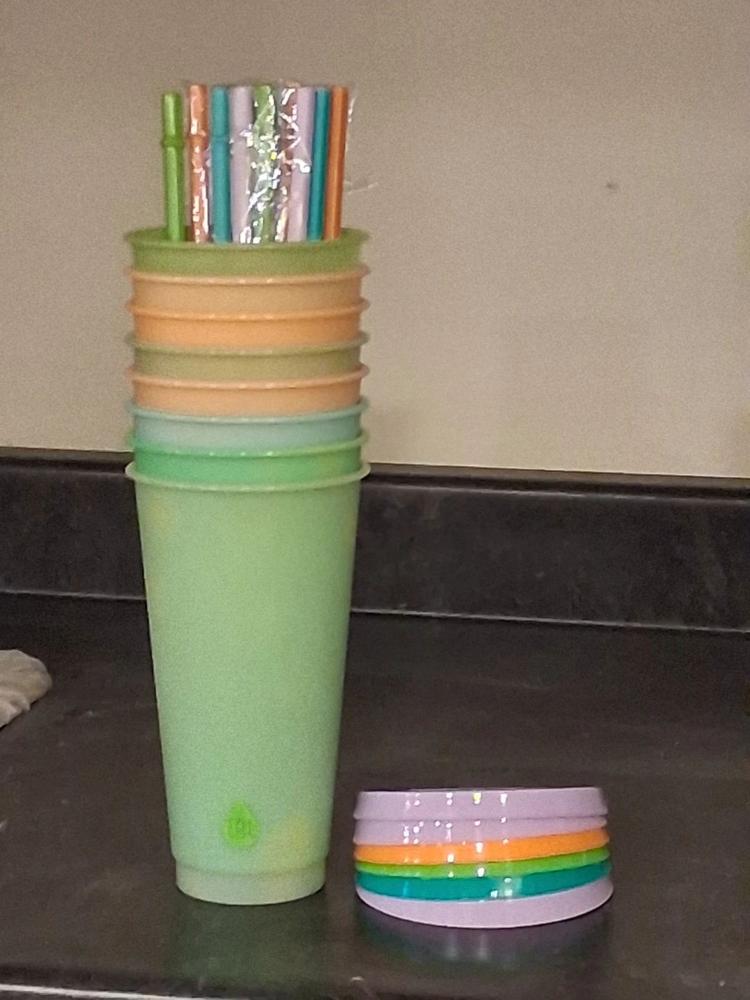 Reusable Colourful Cups with Straws