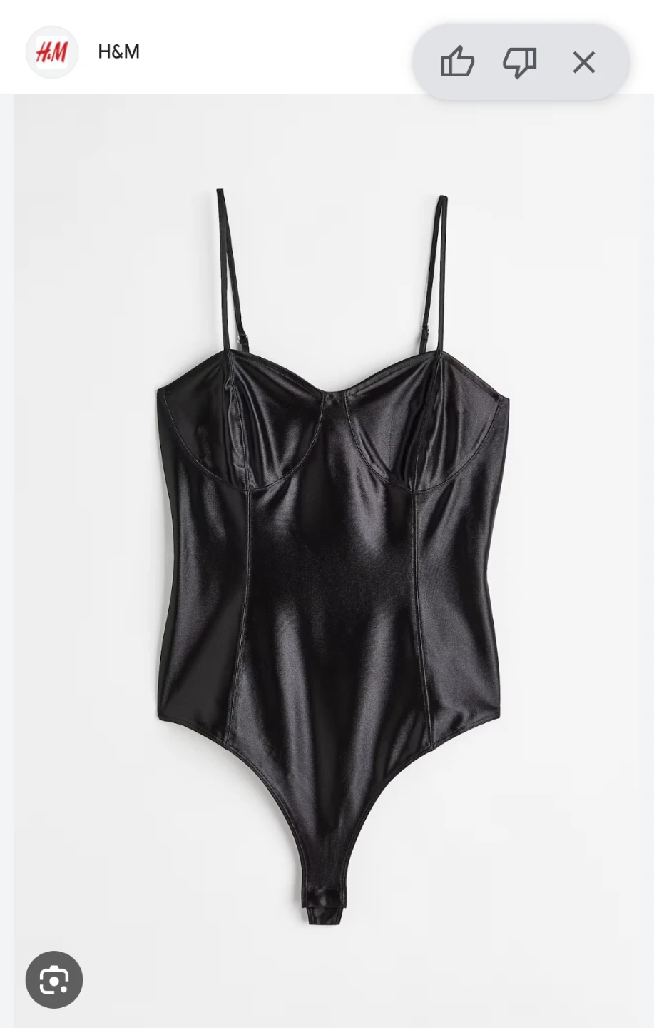 NEW - H&M Black Shiny Bodysuit - Size S