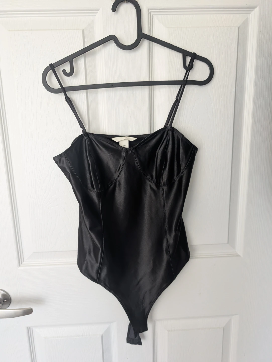 NEW - H&M Black Shiny Bodysuit - Size S - photo 2