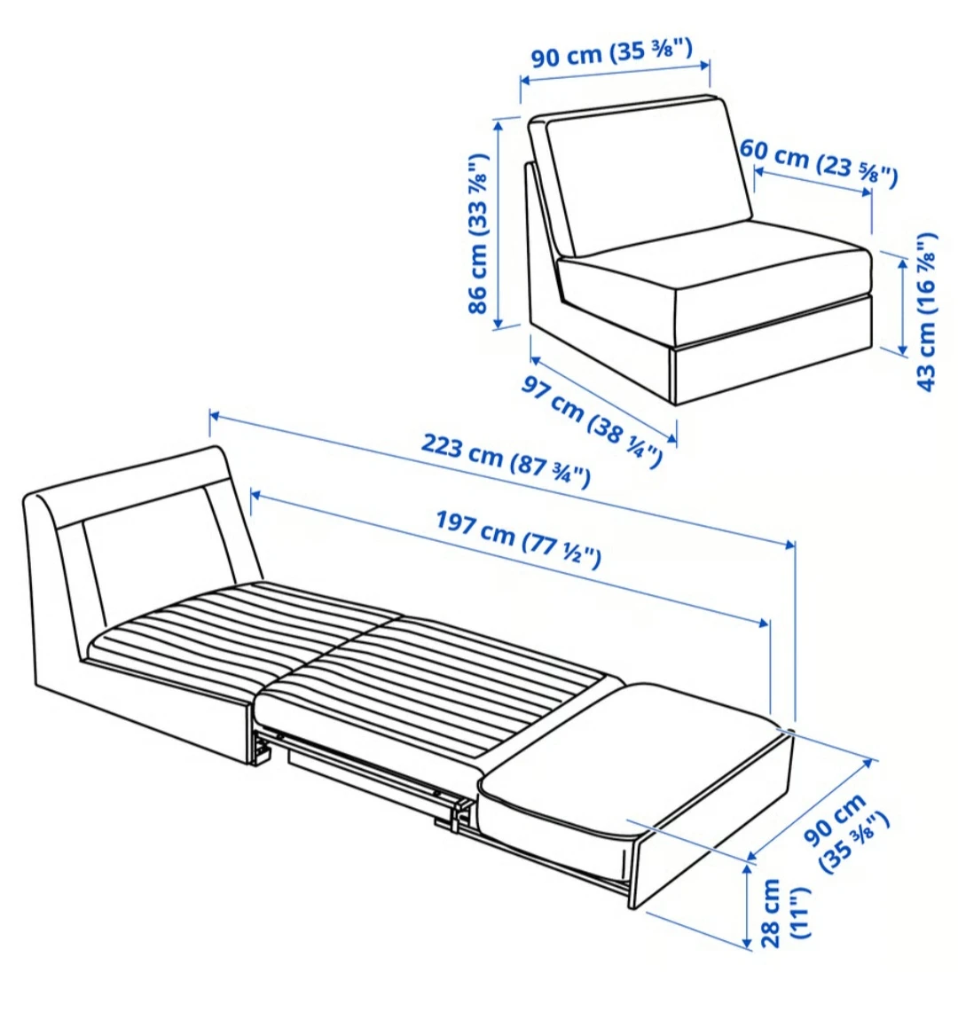 IKEA Friheten Sleeper Sofa Chair - Light Grey - photo 3