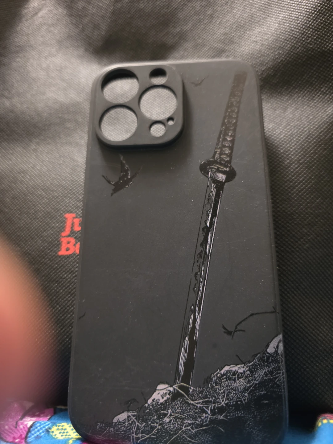 Black Phone Case with Katana Design