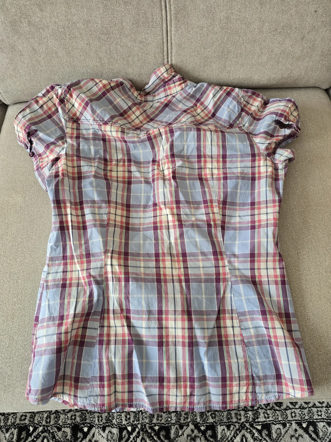 Esprit Plaid Ruffle Button-Up Shirt - Women's Size 10 - photo 3