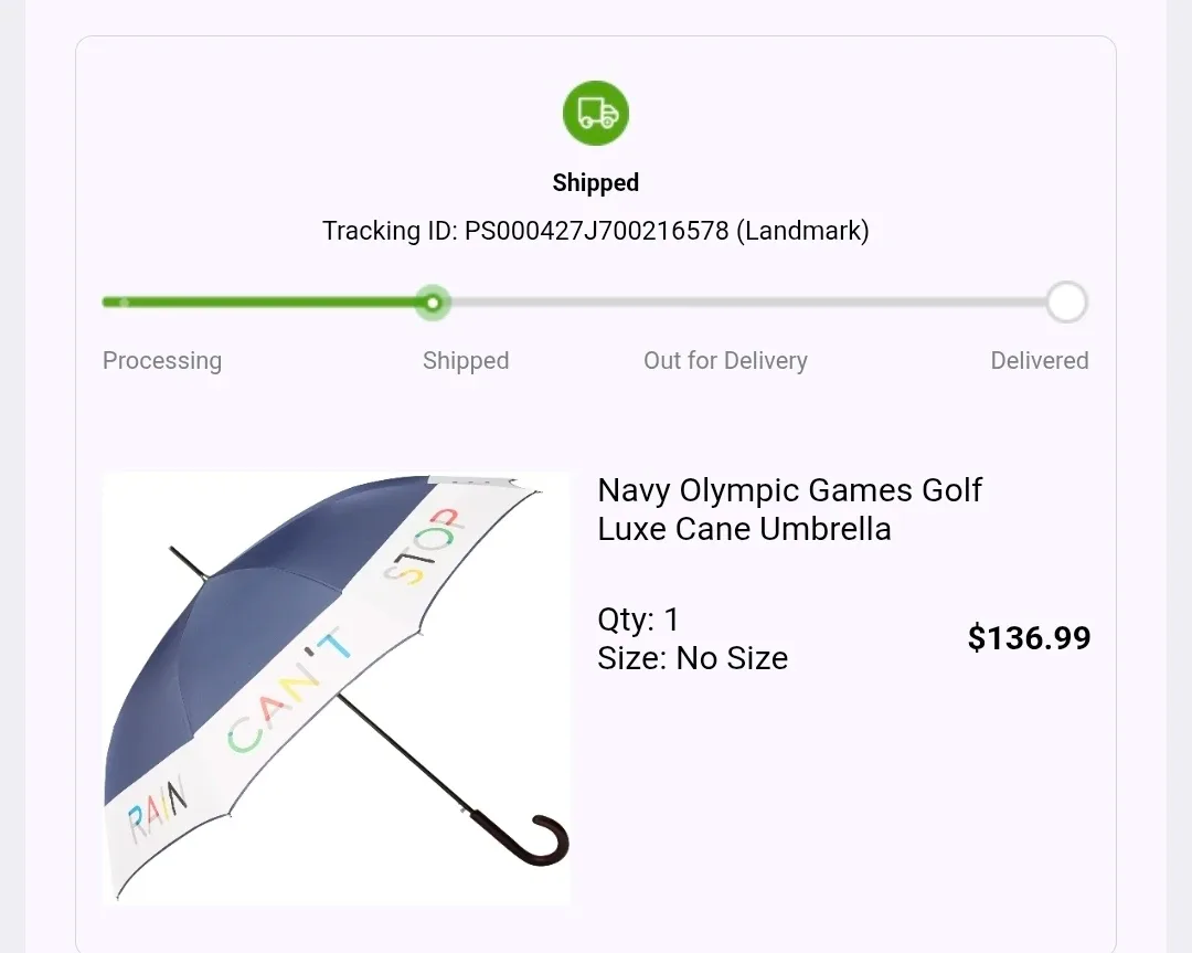 Navy Olympic Games Golf Luxe Cane Umbrella