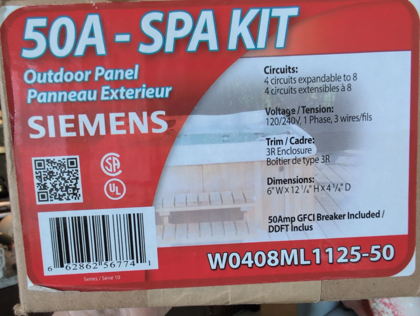 Siemens 50A Outdoor Spa Kit with GFCI Breaker