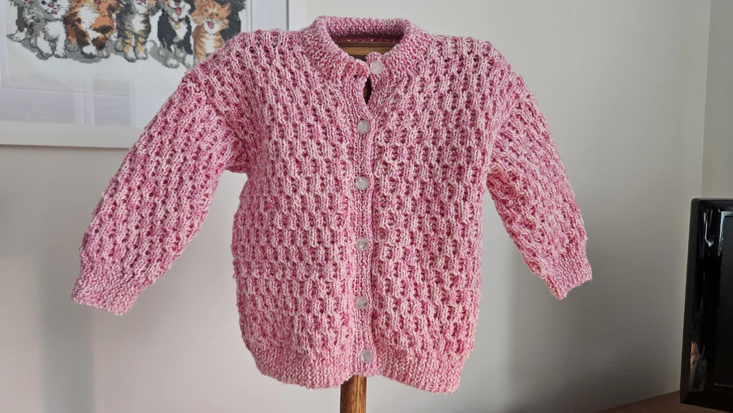 Pink Hand Knit Baby Cardigan - photo 2