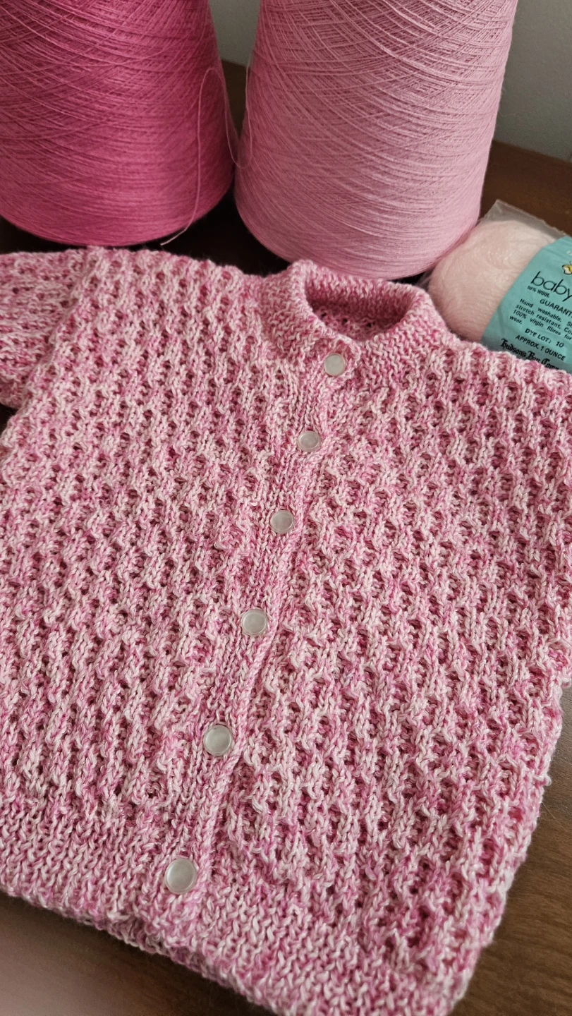 Pink Hand Knit Baby Cardigan - photo 3