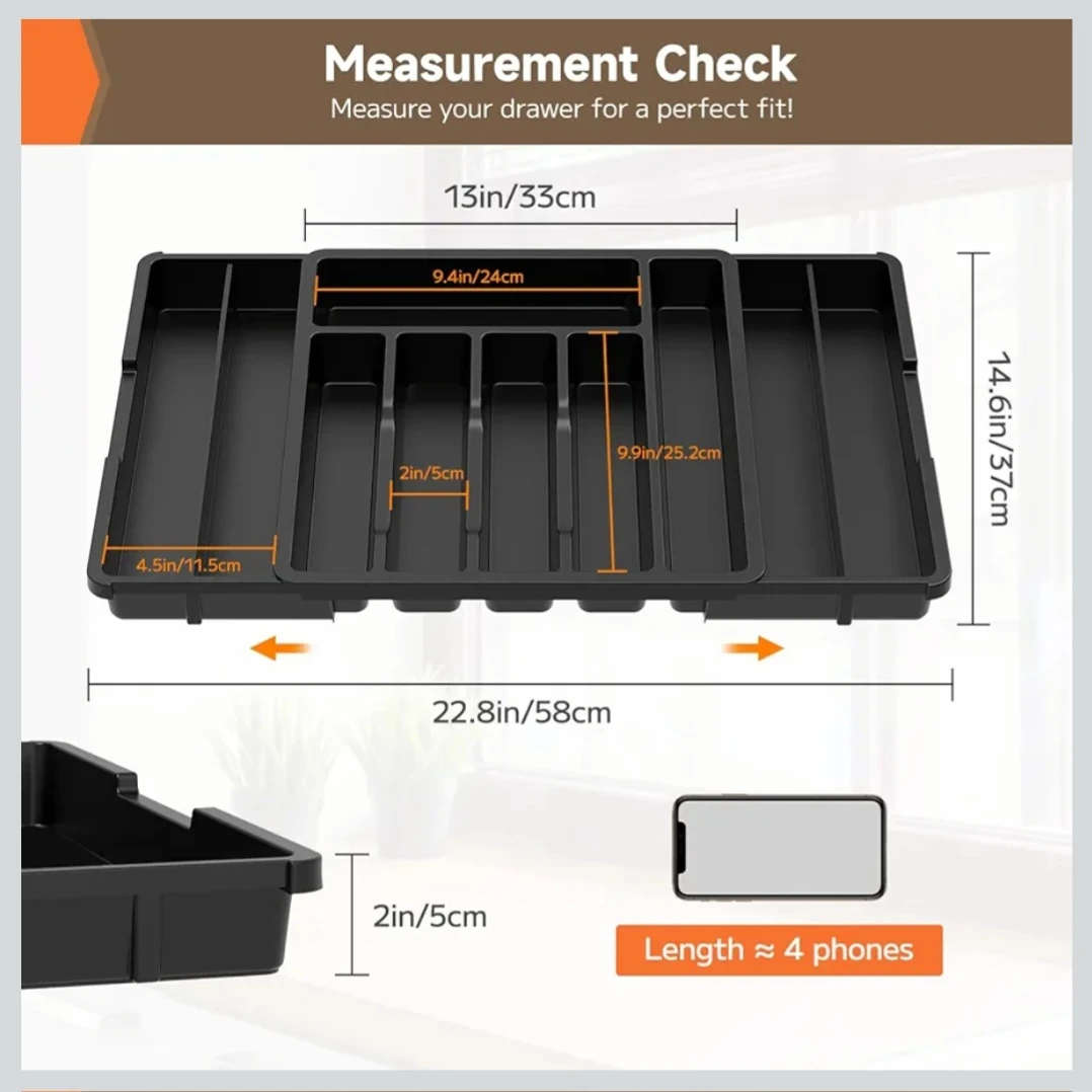 Expandable Drawer Organizer for Silverware, Adjustable Kitc... - photo 2