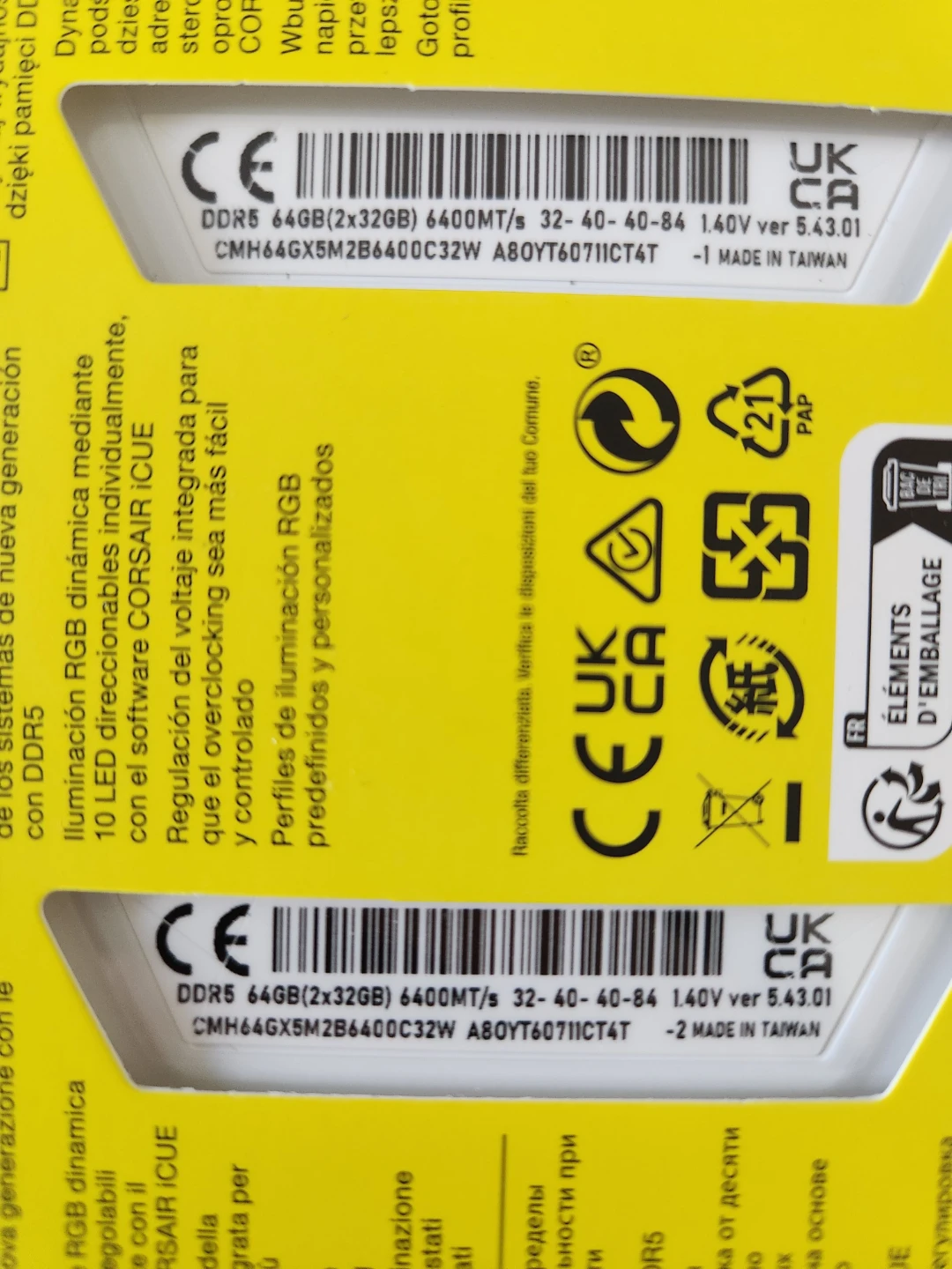 Corsair Vengeance RGB DDR5 64GB 6400MHz CL32 White - photo 3