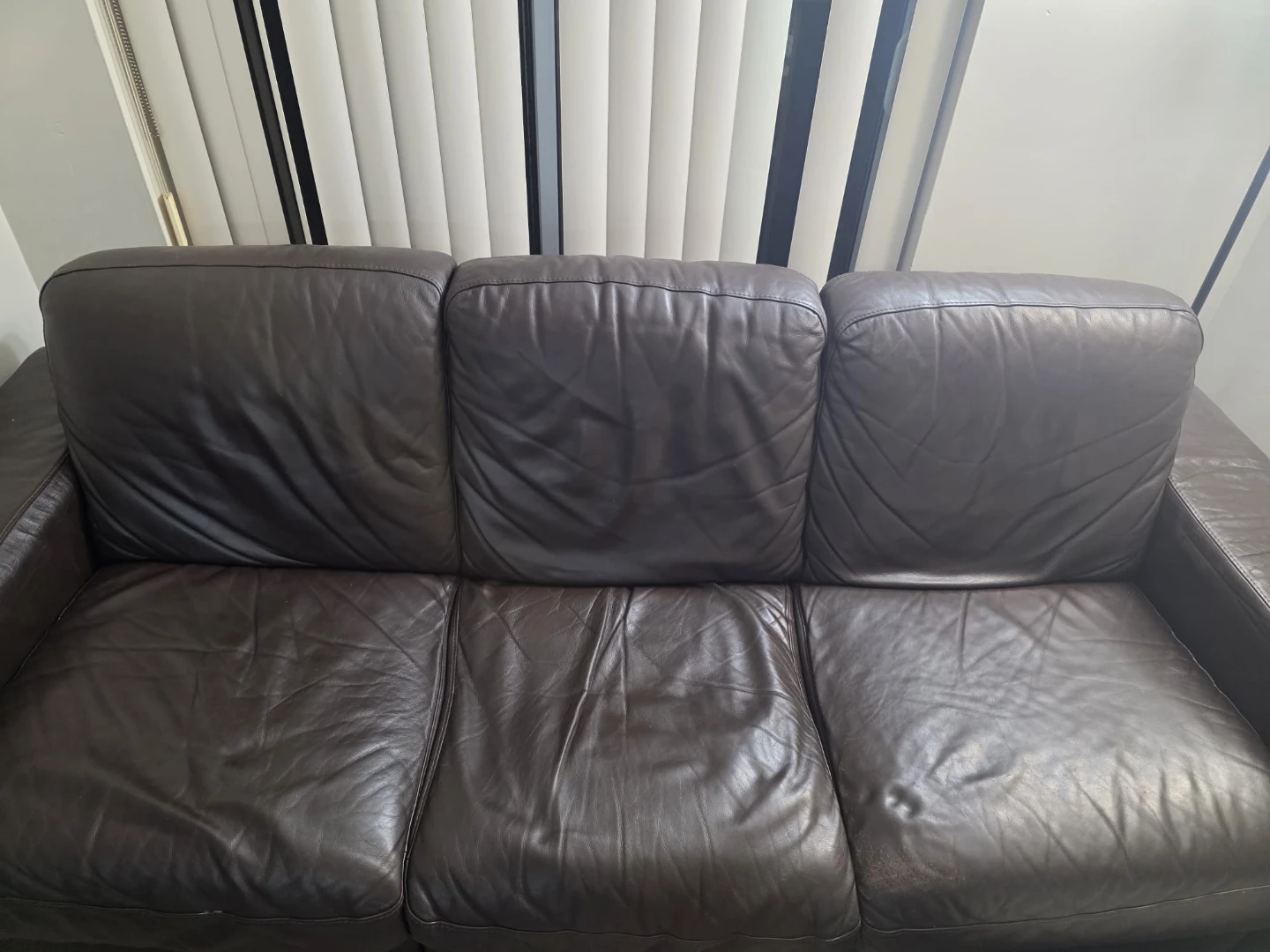 Dark Brown Leather 3-Seater Sofa