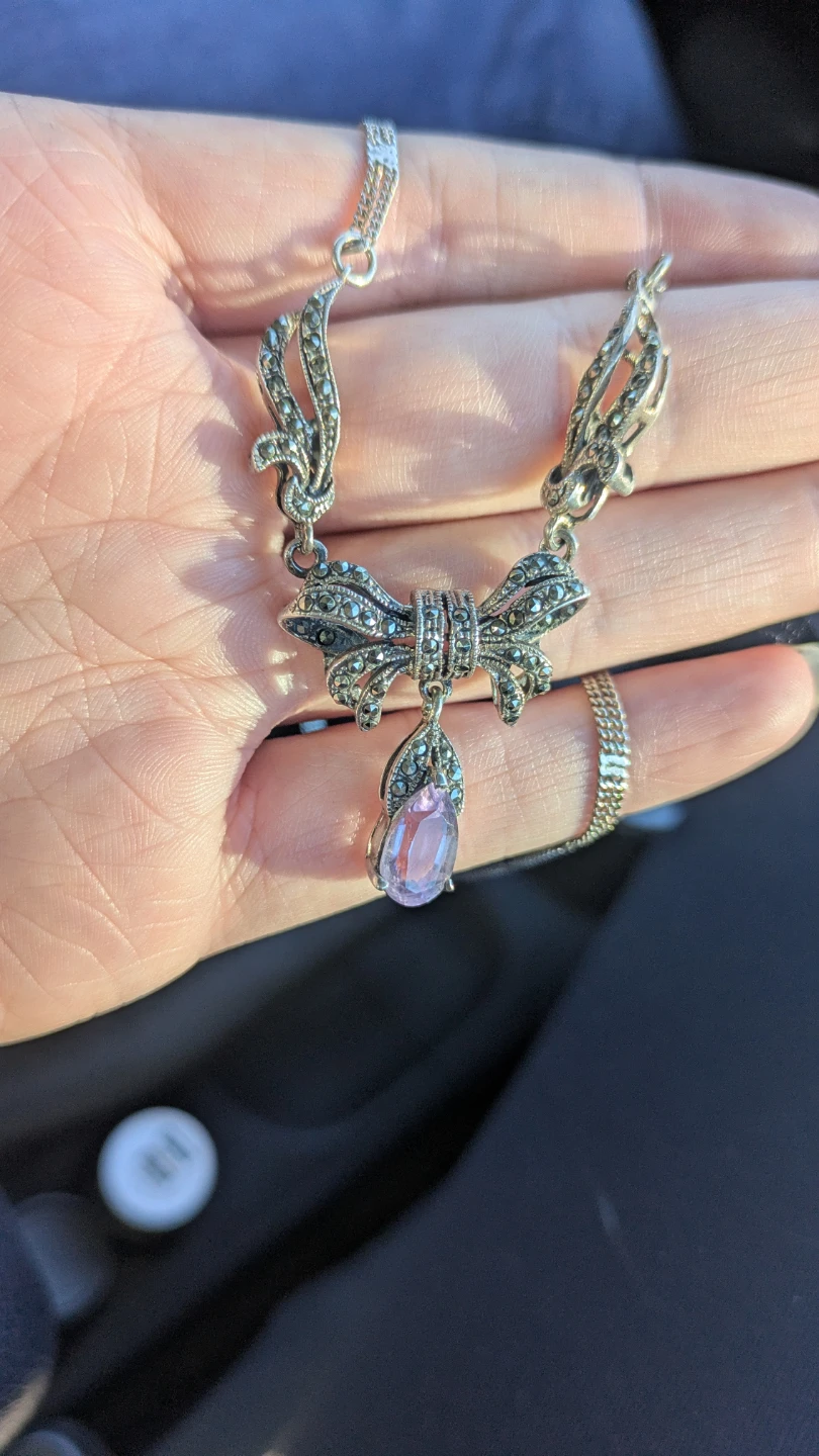 Sterling Silver & Amethyst Bow Choker Necklace