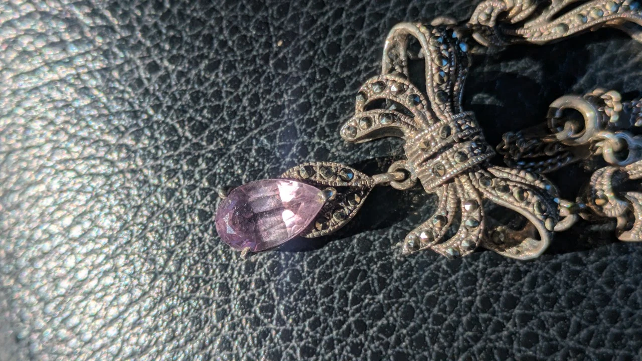 Sterling Silver & Amethyst Bow Choker Necklace - photo 2