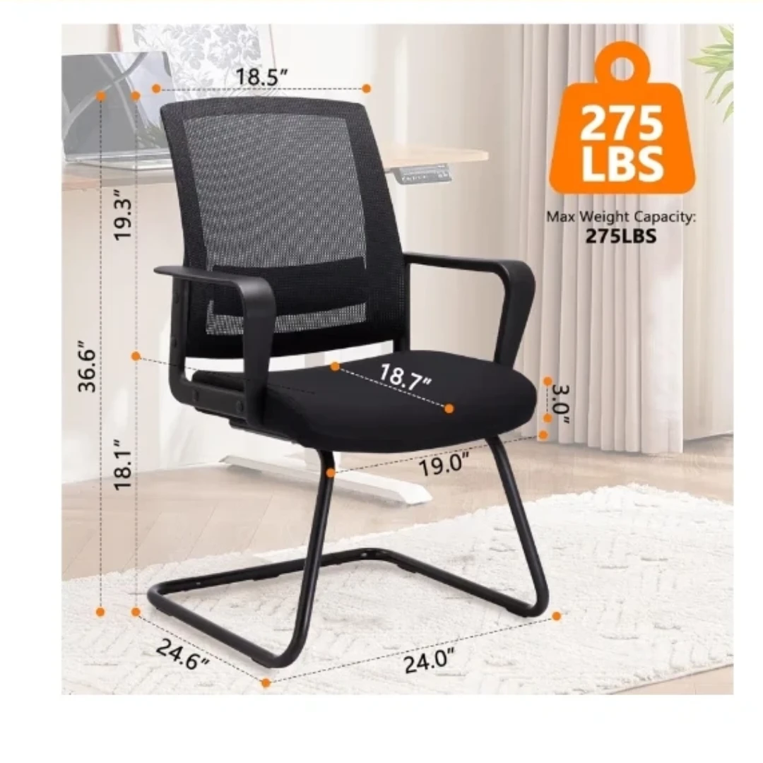 Black Mesh Office Chair with Sturdy Sled Base - photo 2