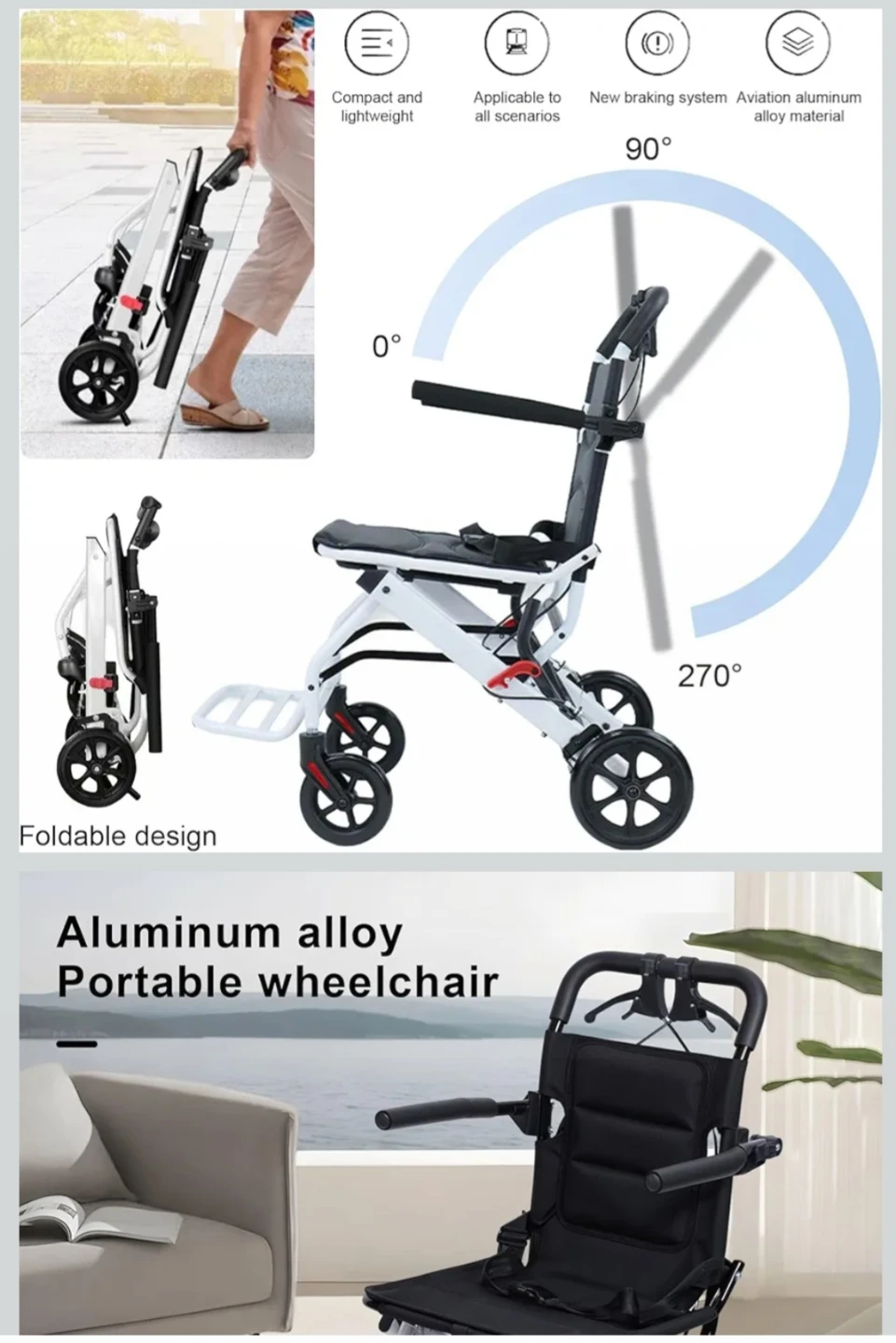 Ultra-Light Folding Wheelchair – Compact, Durable & Travel-Ready - photo 2