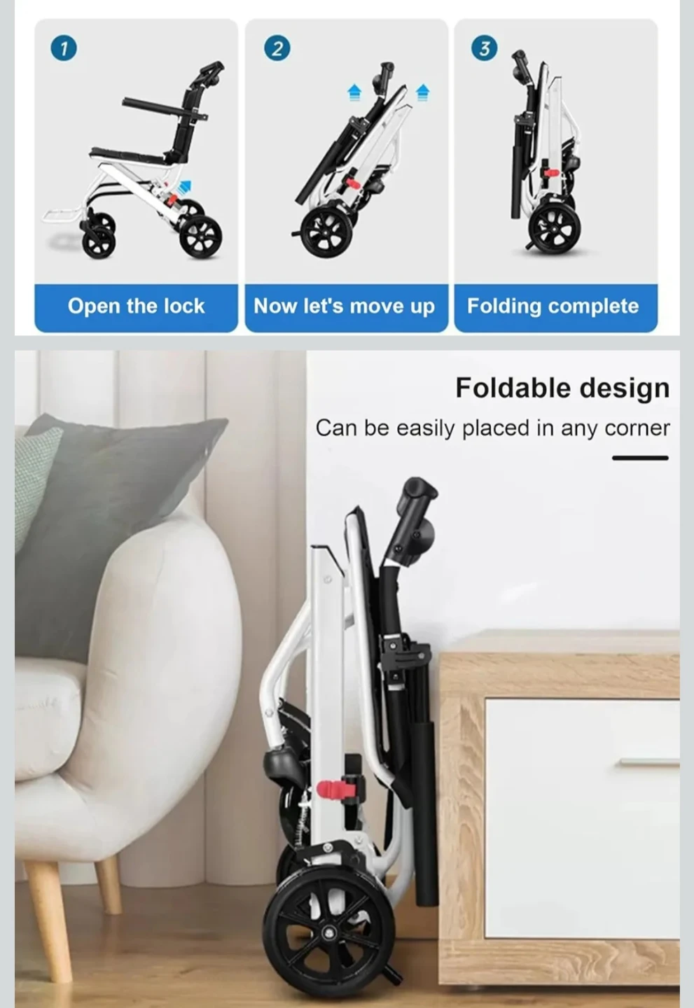 Ultra-Light Folding Wheelchair – Compact, Durable & Travel-Ready - photo 4