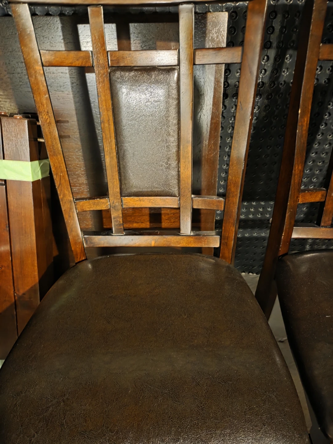 Set of 4 Wooden Dining Chairs with Dark Upholstery - photo 4