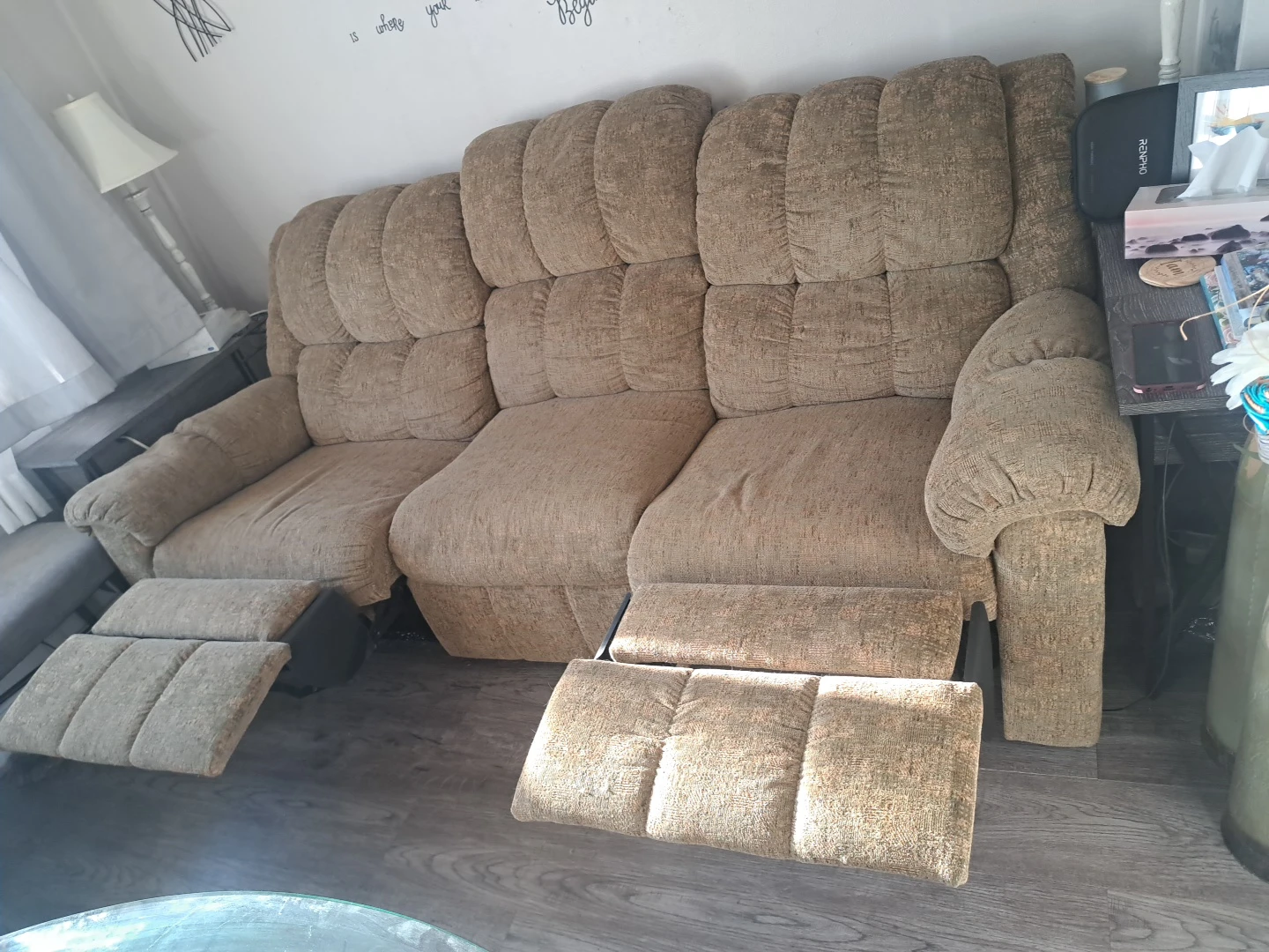 Brown Fabric Reclining Sofa