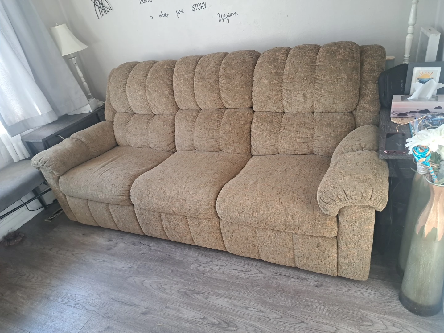 Brown Fabric Reclining Sofa - photo 2